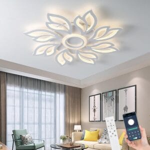 Plafonnier LED Fleur Dimmable 80 cm Blanc