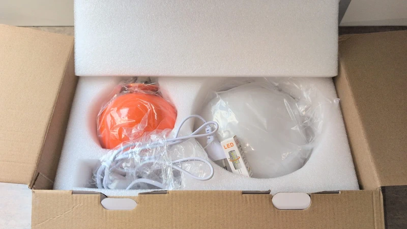 🍄 lampe de table champignon design orange & blanc – verre & céramique – intensité variable