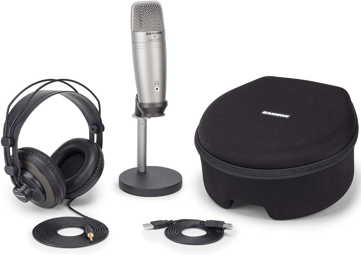 pack podcasting samson c01u pro micro usb, casque studio & Étui