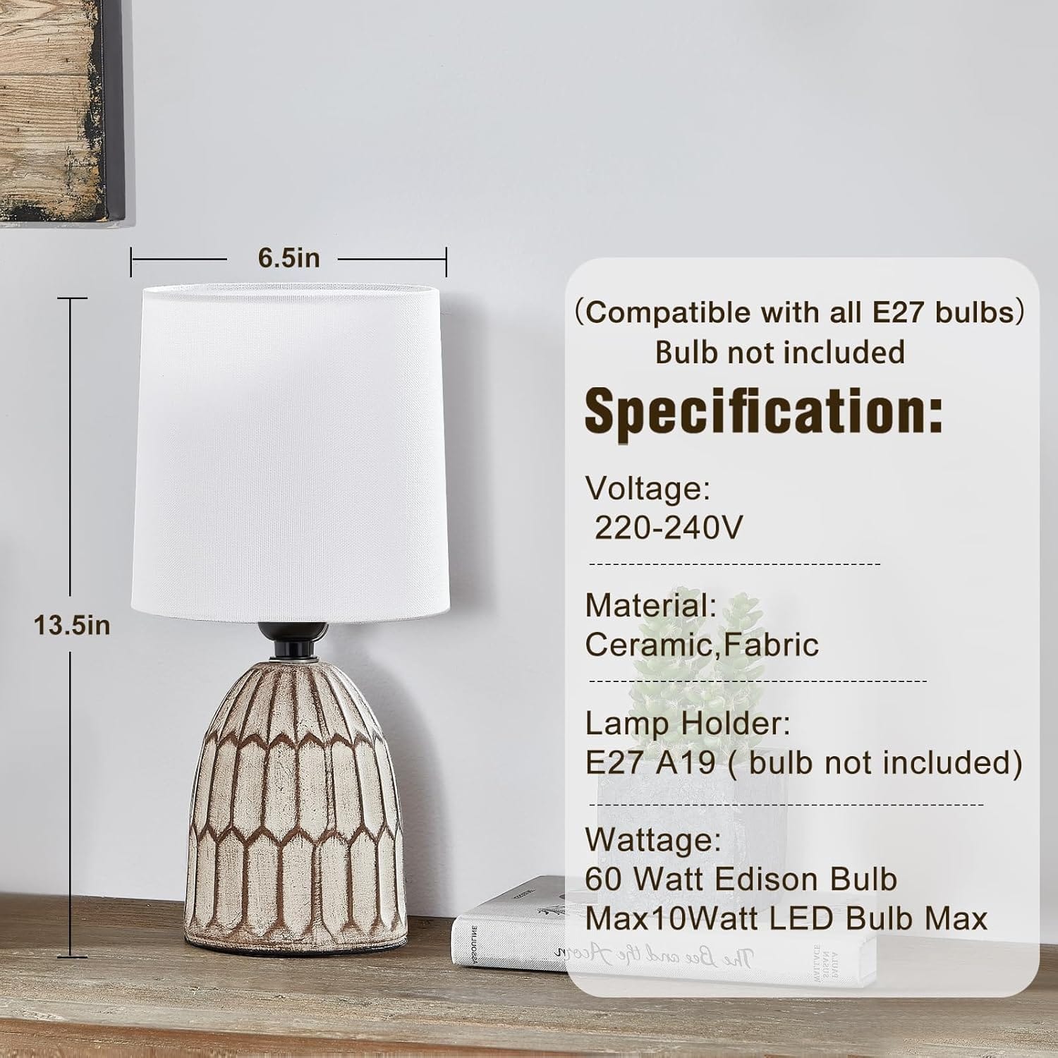 Lot de 2 Lampes de Chevet Céramique Scandinave E27 – Image 3