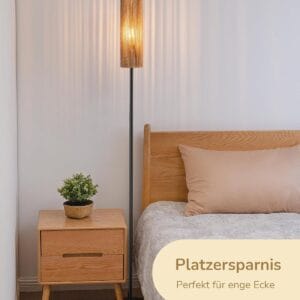Lampadaire Corde Naturelle E27 Noir – Style Scandinave