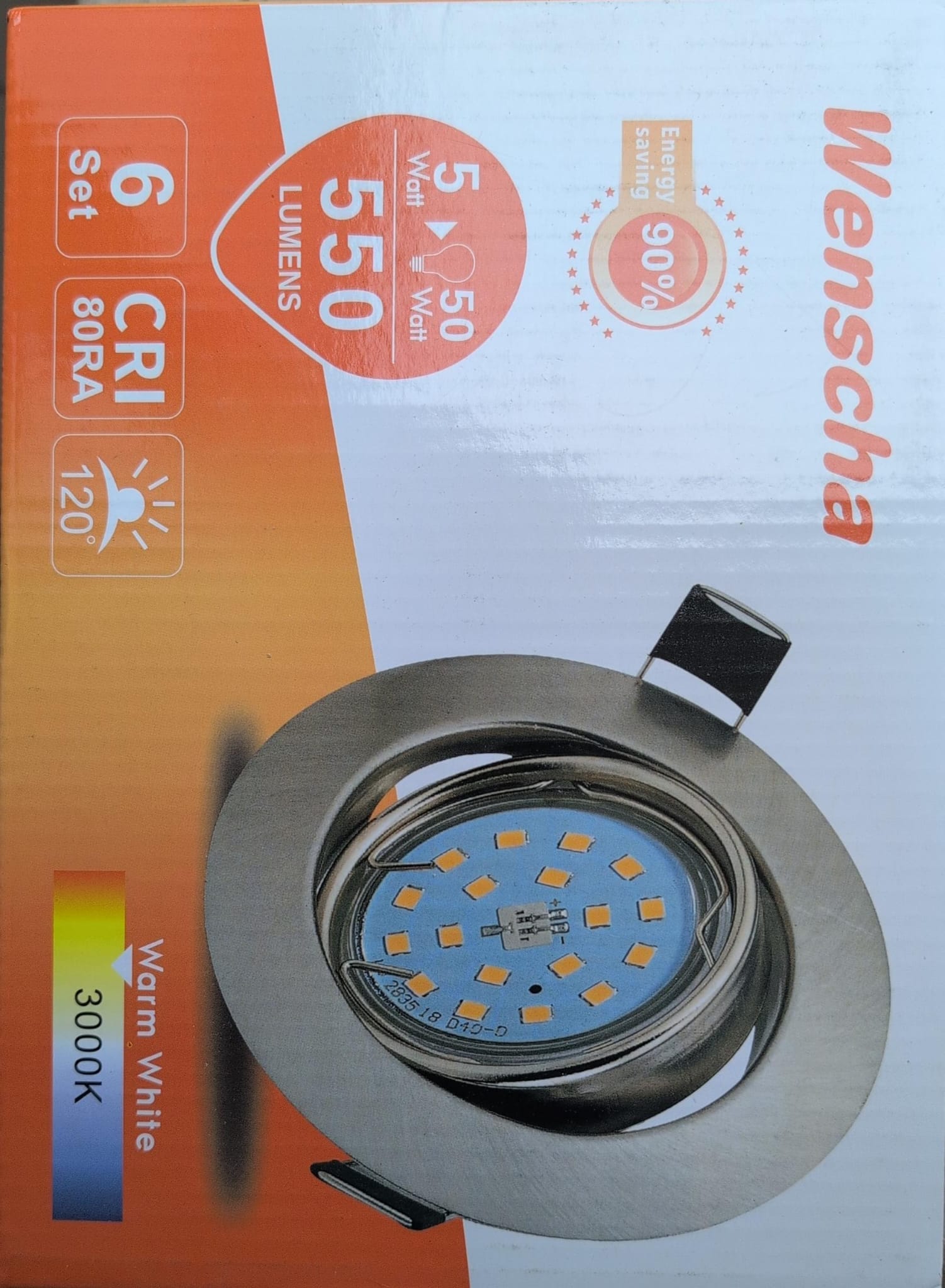 Lot de 6 Spots LED Encastrables GU10 5W 3000K Nickel Satiné – Image 6