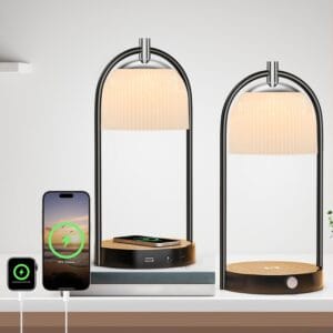 Lot de 2 lampes LED avec chargeur sans fil 15W