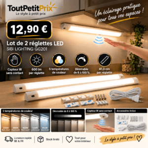 Lot de 2 réglettes LED SIBI GG201 41 cm capteur IR dimmables
