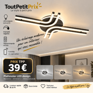 Plafonnier LED design noir dimmable avec télécommande
